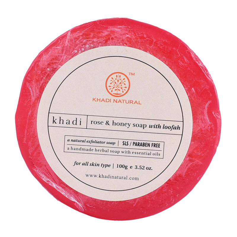 Khadi Ayurvedic Rose & Honey With Loofah Soap 100gm - UNORMART